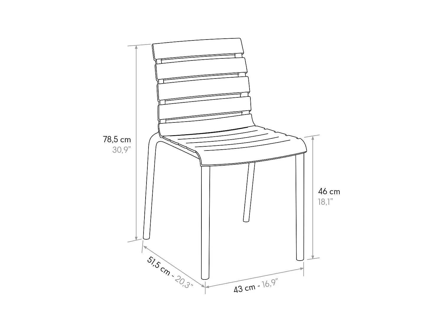 Zestaw 6 krzeseł z polipropylenu w kolorze gołębiej szarości, z możliwością sztaplowania - GANDIA