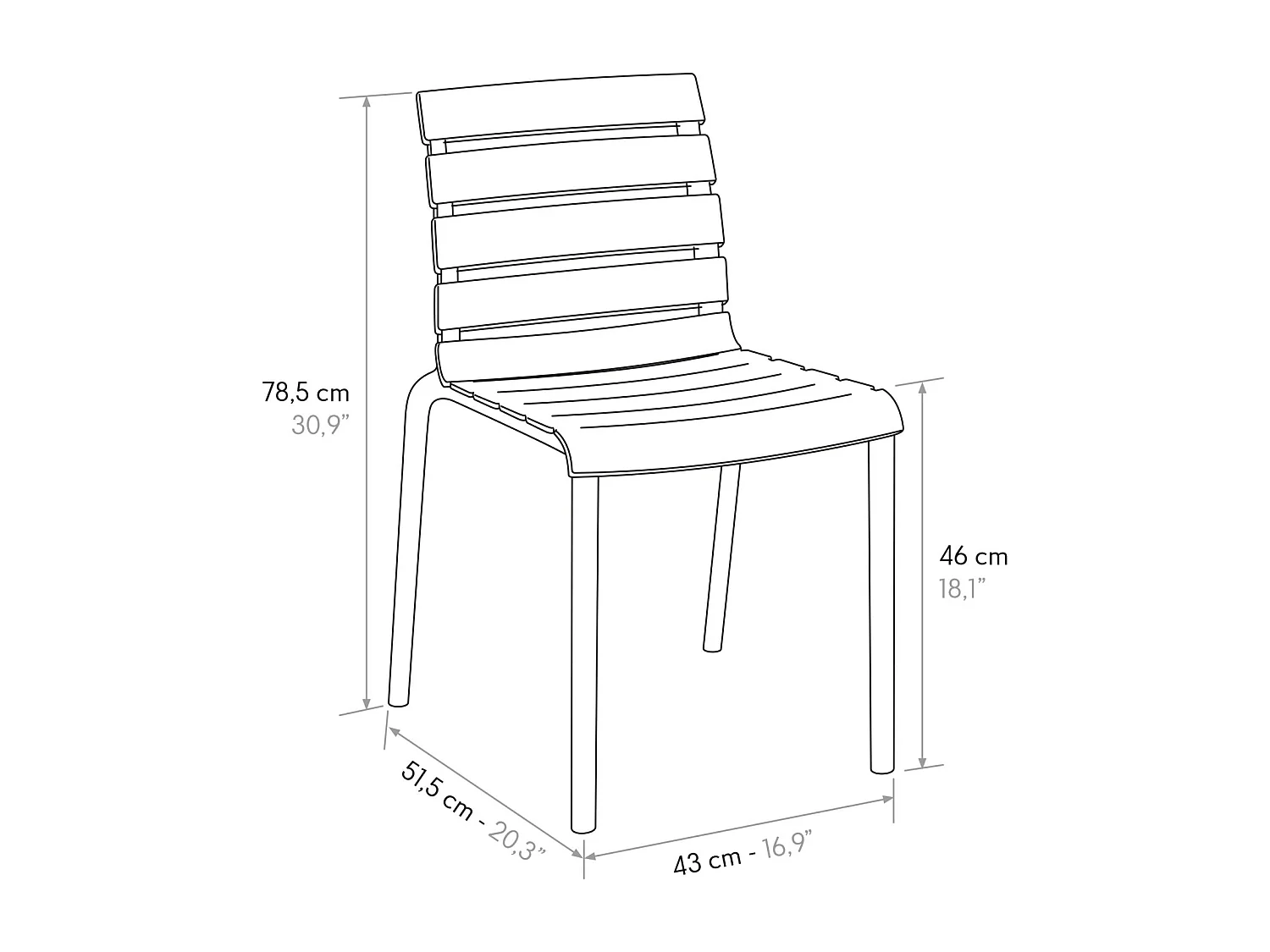 Set di 6 sedie in polipropilene tortora, impilabili - GANDIA