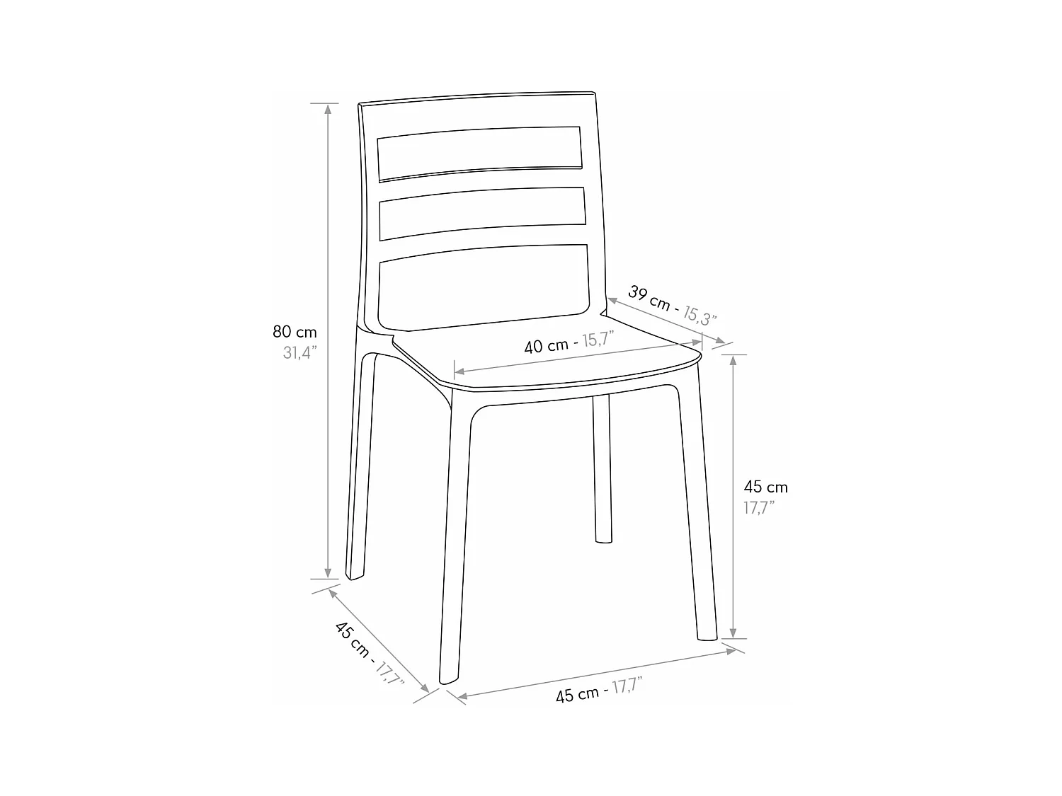 Lot de 4 chaises en polypropylène blanc - MALAGA