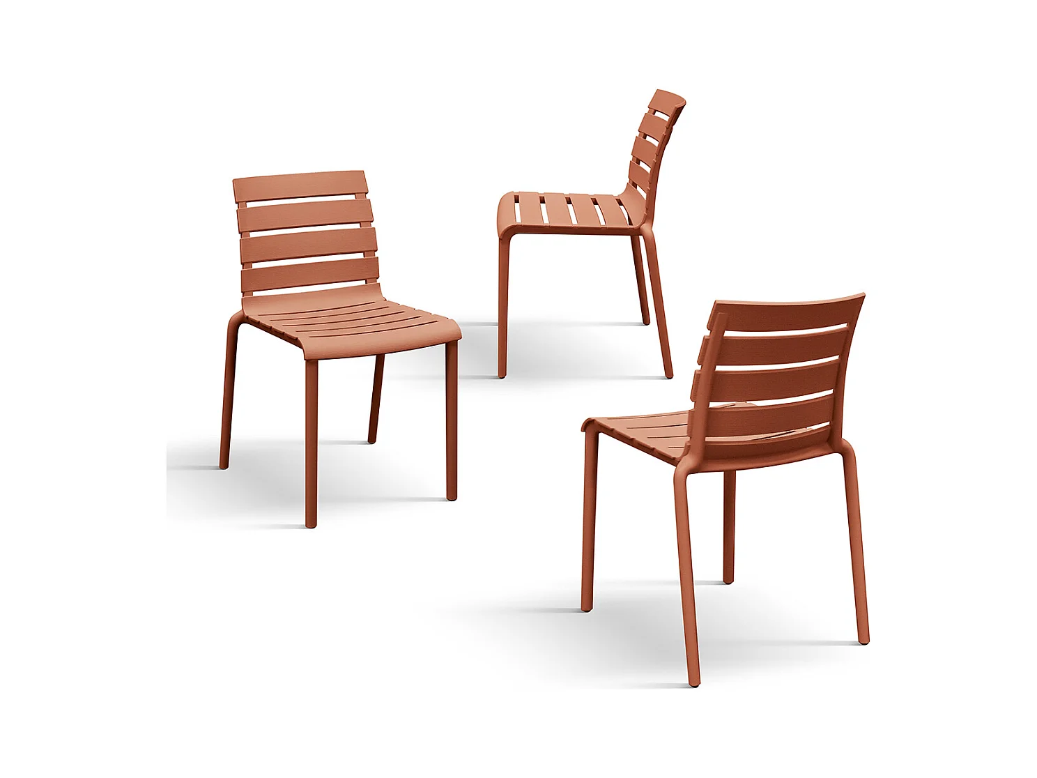 Lot de 6 chaises en polypropylène orange, empilables - GANDIA