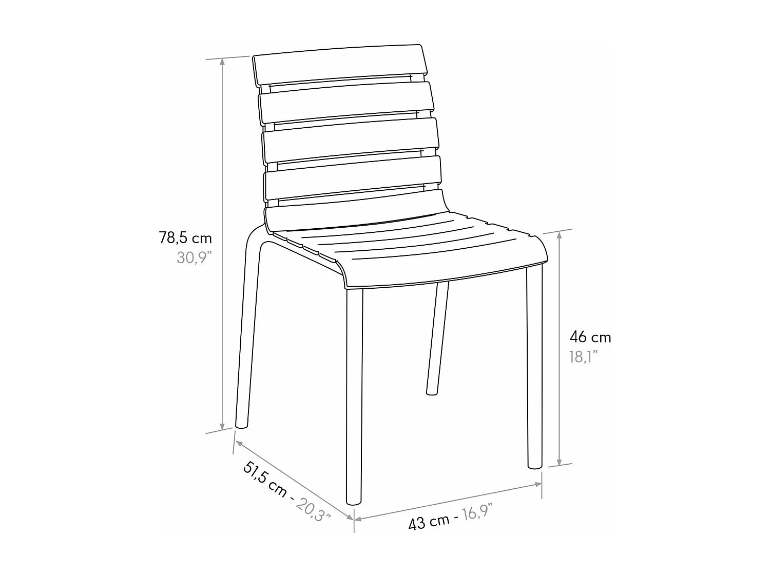Lot de 6 chaises en polypropylène orange, empilables - GANDIA