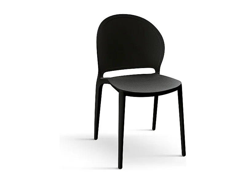 Lote de 4 sillas de polipropileno negro - MARBELLA
