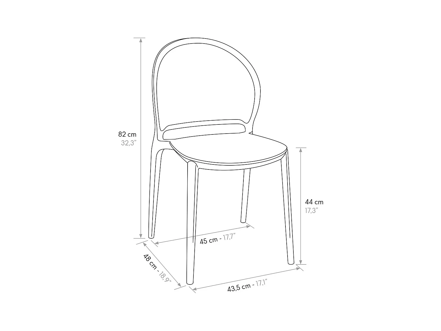 Zestaw 4 czarnych krzeseł z polipropylenu - MARBELLA
