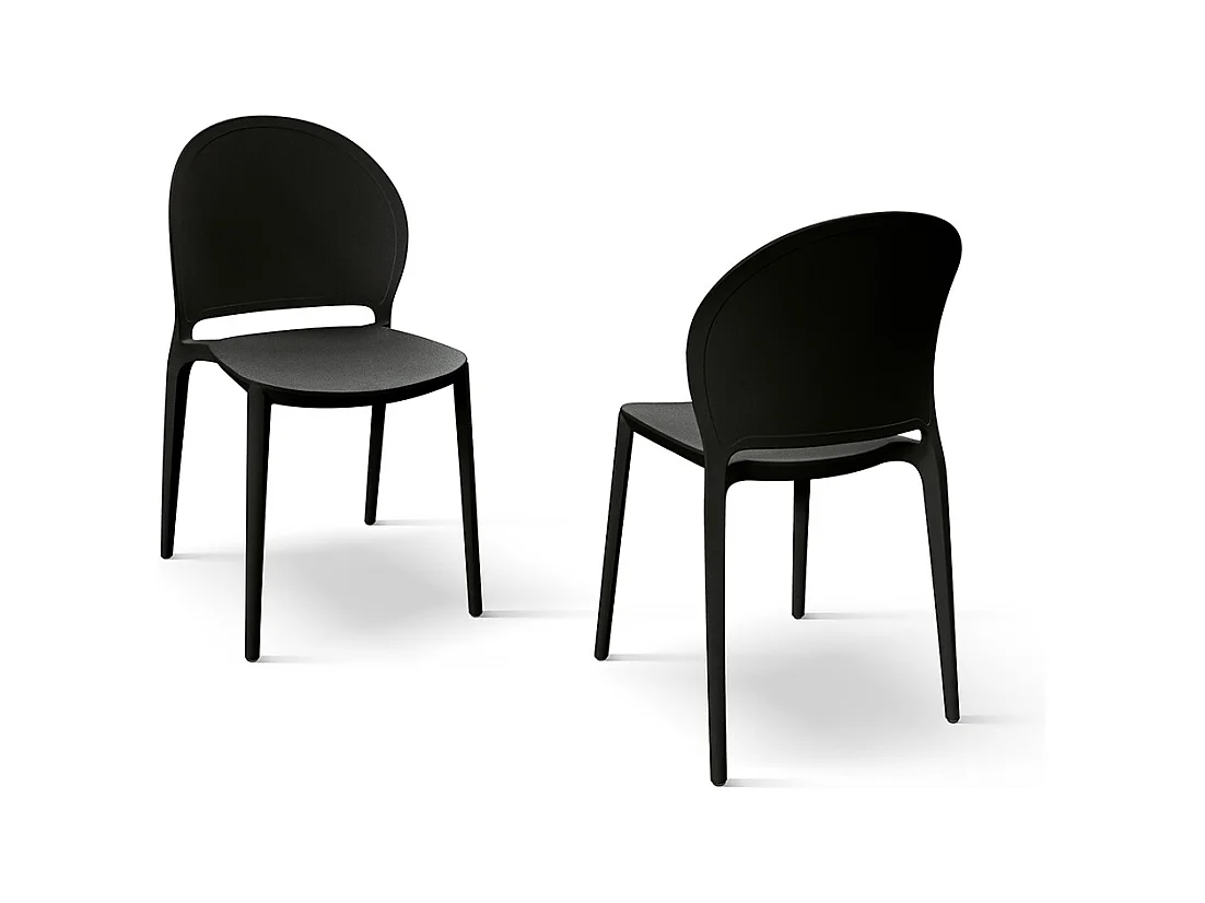 Lote de 4 sillas de polipropileno negro - MARBELLA