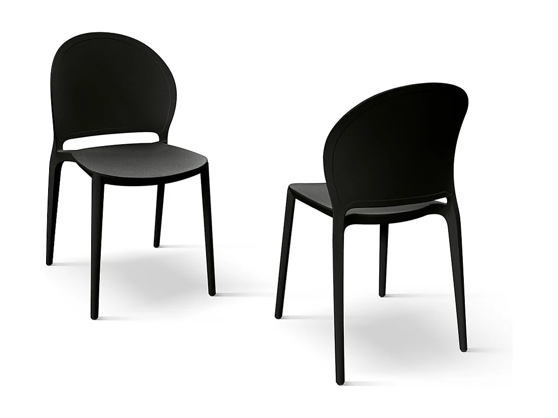 Lot de 4 chaises en polypropylène noir - MARBELLA