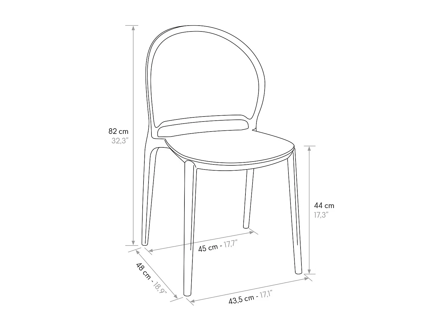 Lot de 4 chaises en polypropylène noir - MARBELLA