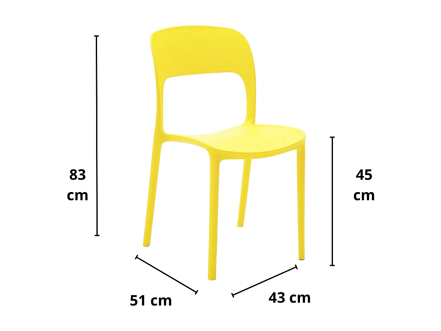 Lot de 4 chaises en polypropylène jaune - FUERTEVENTURA