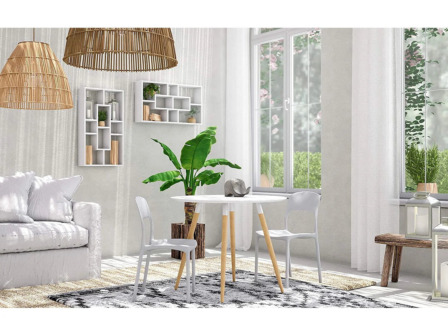 Lot de 4 chaises en polypropylène rose - FUERTEVENTURA