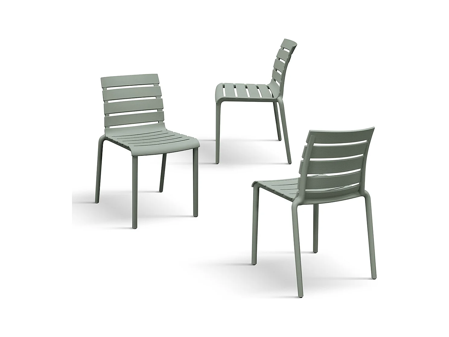 Set van 6 groene polypropyleen stoelen, stapelbaar - GANDIA