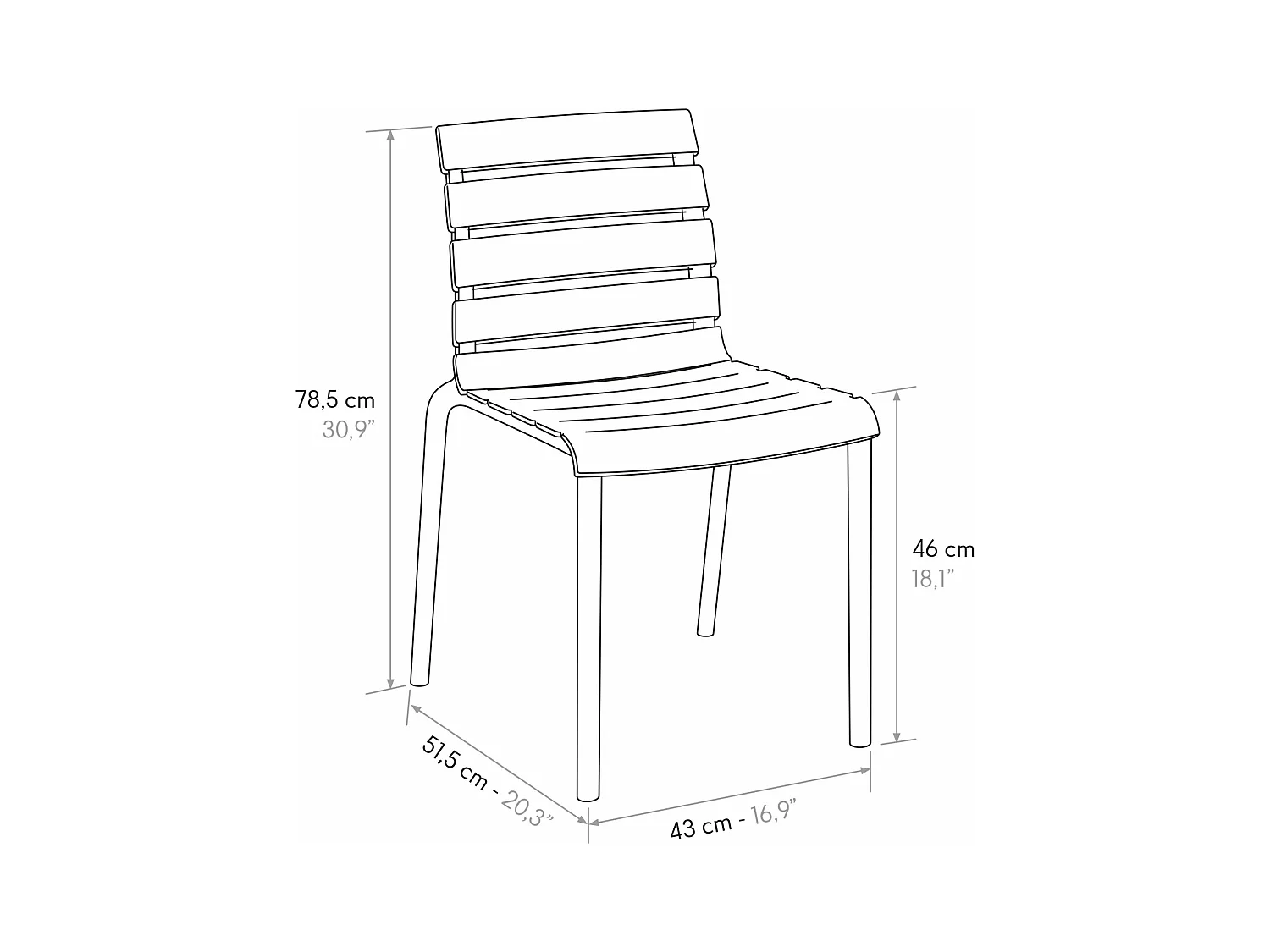 Set van 6 groene polypropyleen stoelen, stapelbaar - GANDIA