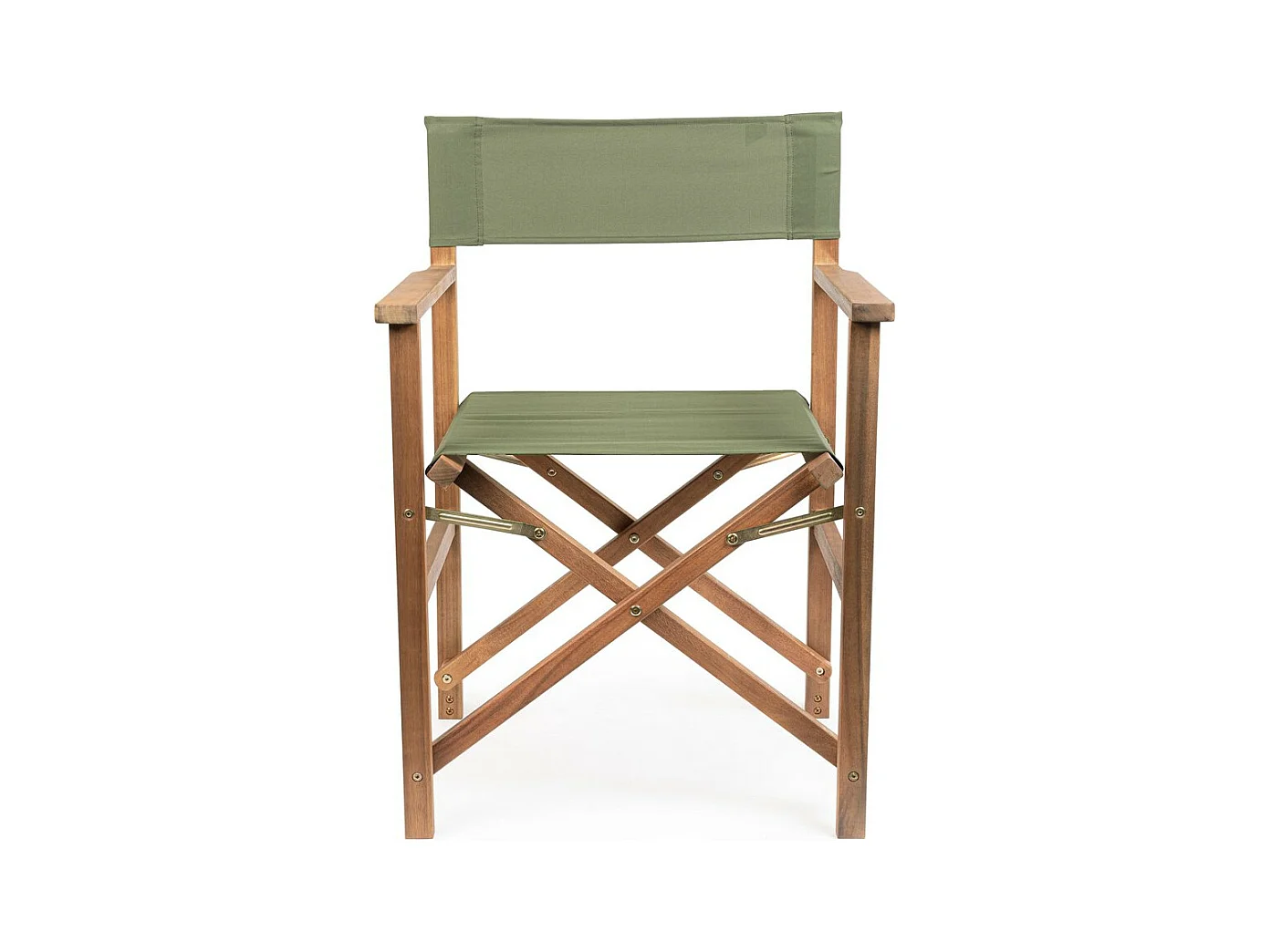 Set van 6 acaciahouten directeursstoelen, groen polyester, opvouwbaar - NOEMI