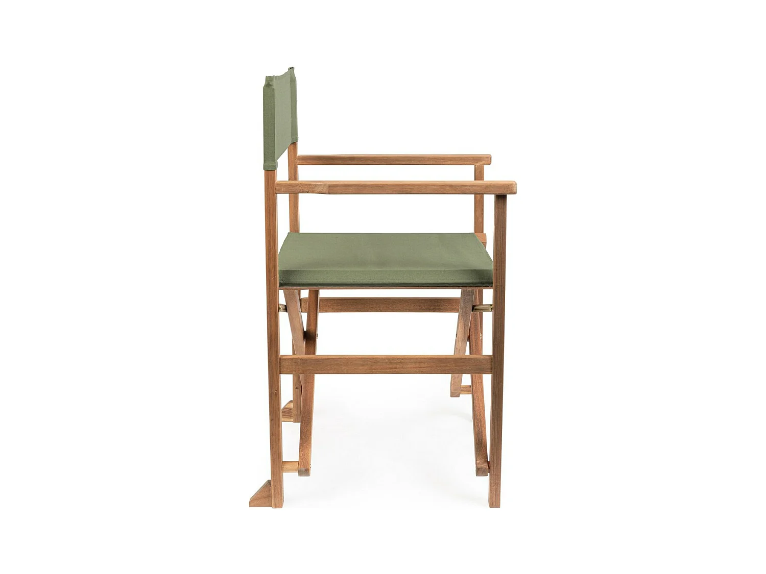 Set van 6 acaciahouten directeursstoelen, groen polyester, opvouwbaar - NOEMI