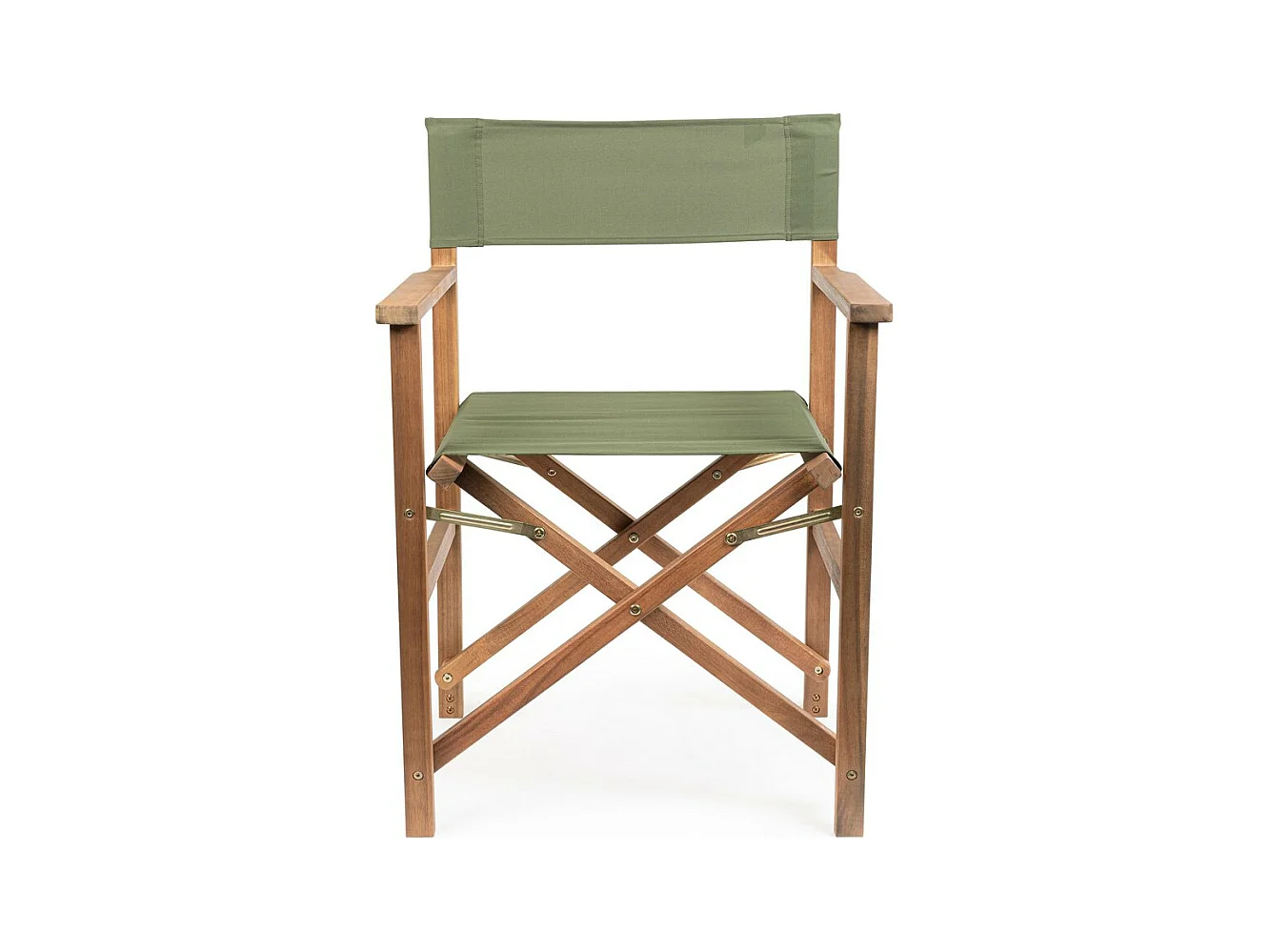 Lot de 6 chaises de réalisateur en bois d'acacia, polyester vert, pliantes - NOEMI