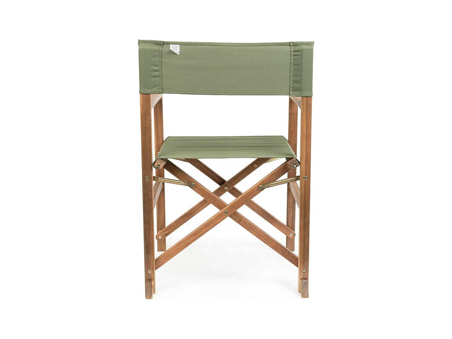 Set van 6 acaciahouten directeursstoelen, groen polyester, opvouwbaar - NOEMI