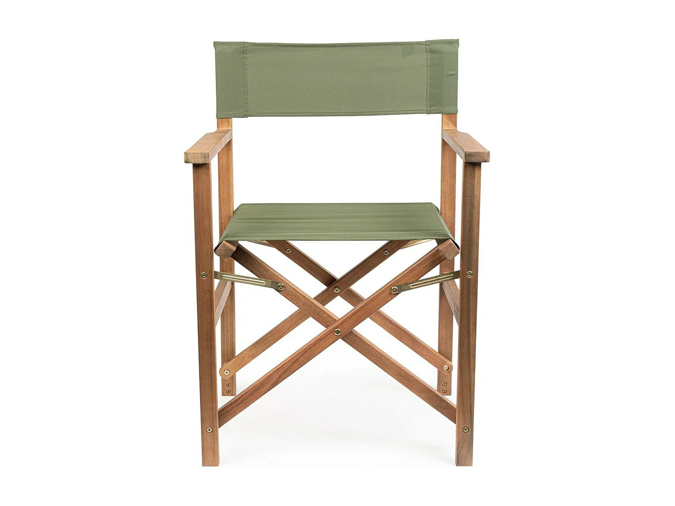 Set van 6 acaciahouten directeursstoelen, groen polyester, opvouwbaar - NOEMI