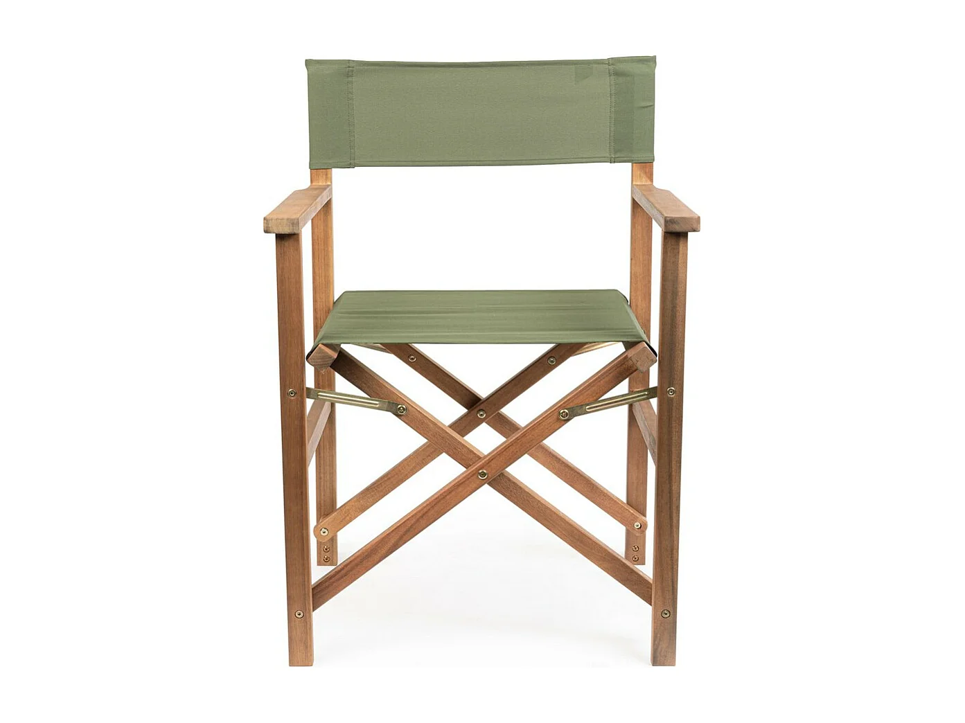 Set van 6 acaciahouten directeursstoelen, groen polyester, opvouwbaar - NOEMI