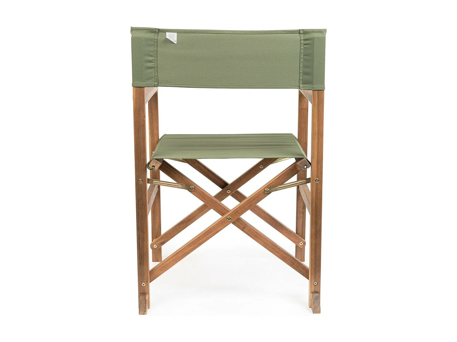 Set van 6 acaciahouten directeursstoelen, groen polyester, opvouwbaar - NOEMI
