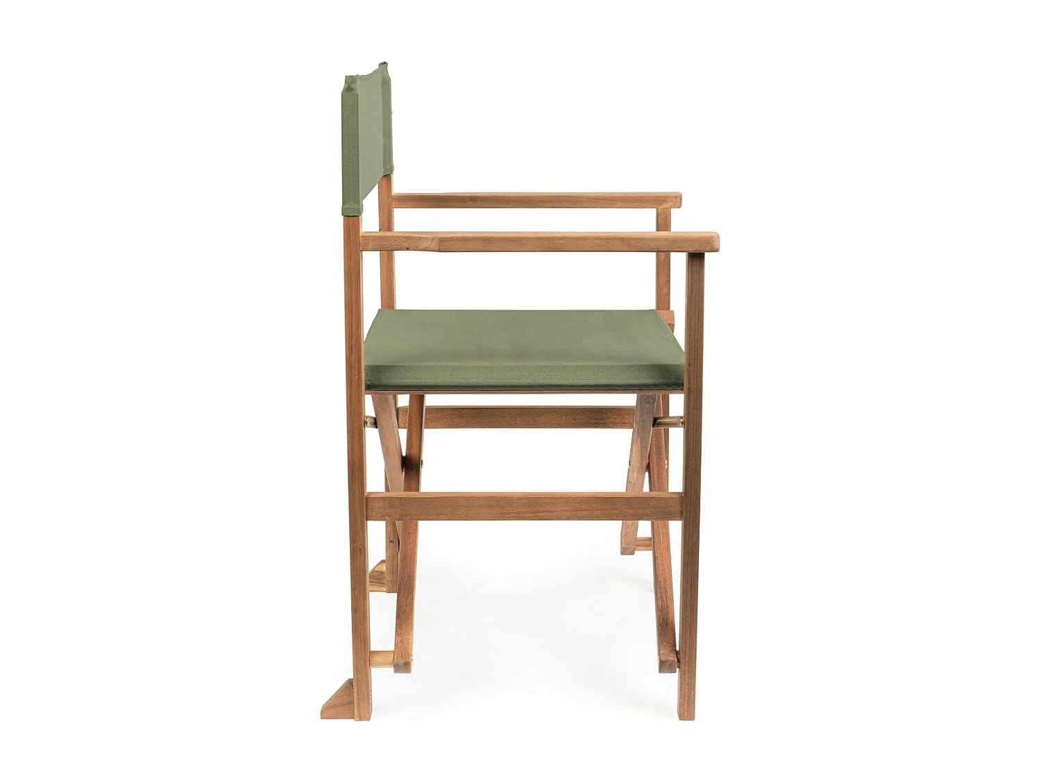 Set van 6 acaciahouten directeursstoelen, groen polyester, opvouwbaar - NOEMI