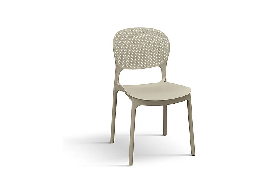 Lot de 4 chaises en polypropylène gris tourterelle - ALICANTE