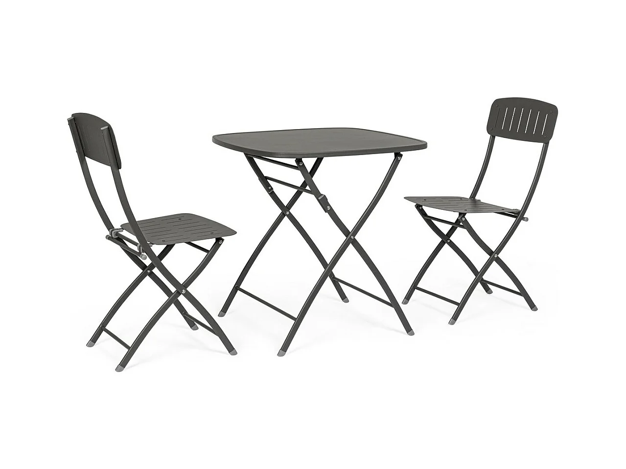 Ensemble bistrot avec table et 2 chaises en acier anthracite - YVONNE