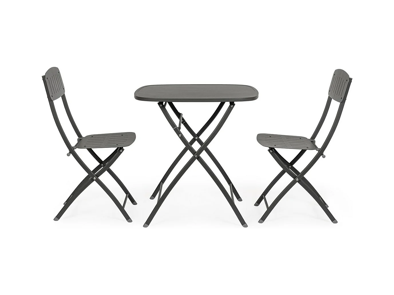 Bistrotset met tafel en 2 stoelen in antraciet staal - YVONNE
