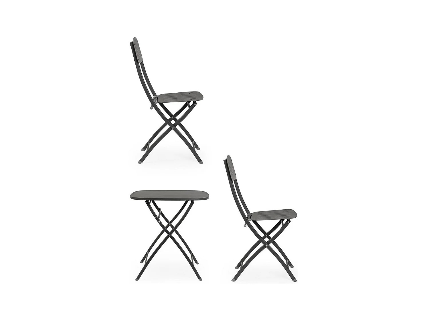 Bistrotset met tafel en 2 stoelen in antraciet staal - YVONNE