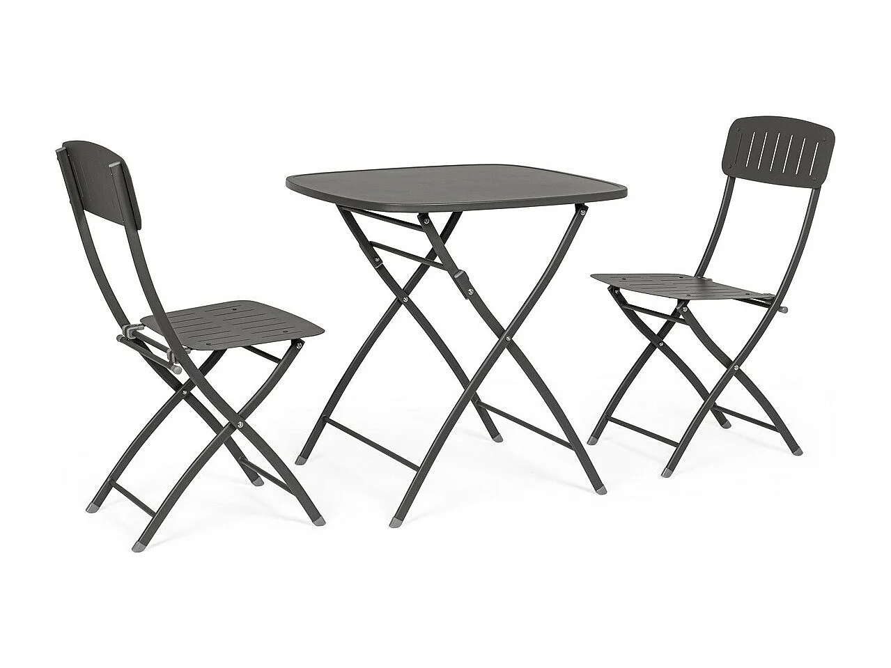 Bistrotset met tafel en 2 stoelen in antraciet staal - YVONNE