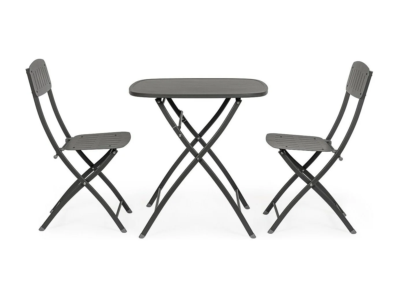 Bistrotset met tafel en 2 stoelen in antraciet staal - YVONNE