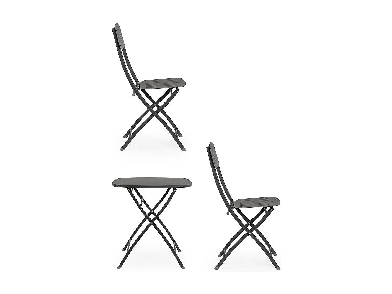 Bistrotset met tafel en 2 stoelen in antraciet staal - YVONNE