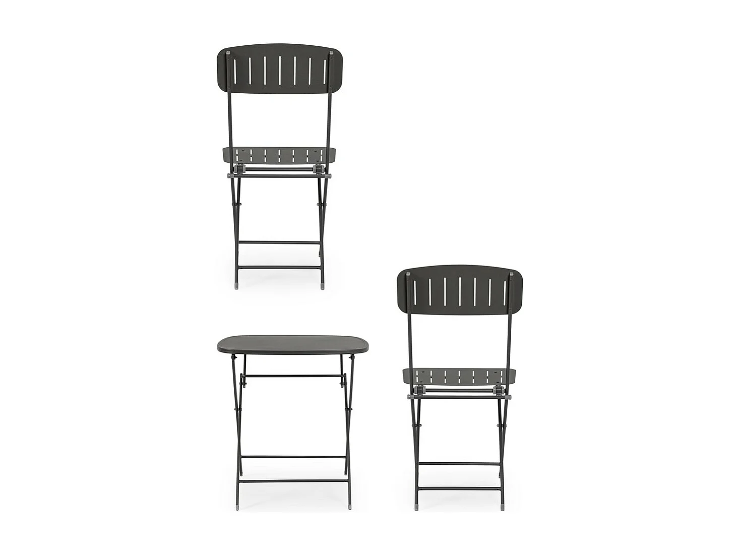 Bistrotset met tafel en 2 stoelen in antraciet staal - YVONNE