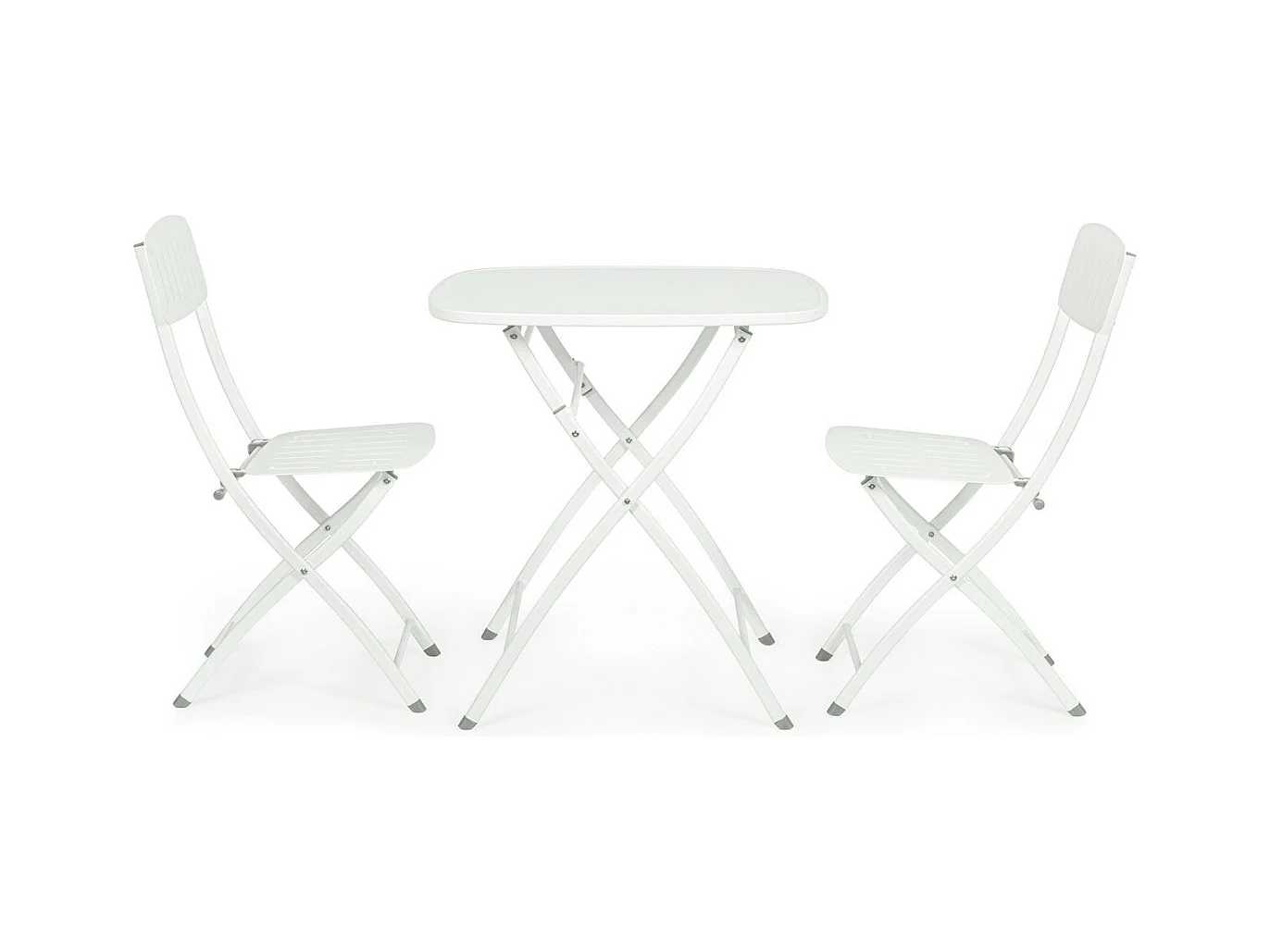 Bistrot-Set mit weißem Stahltisch und 2 Stühlen - YVONNE