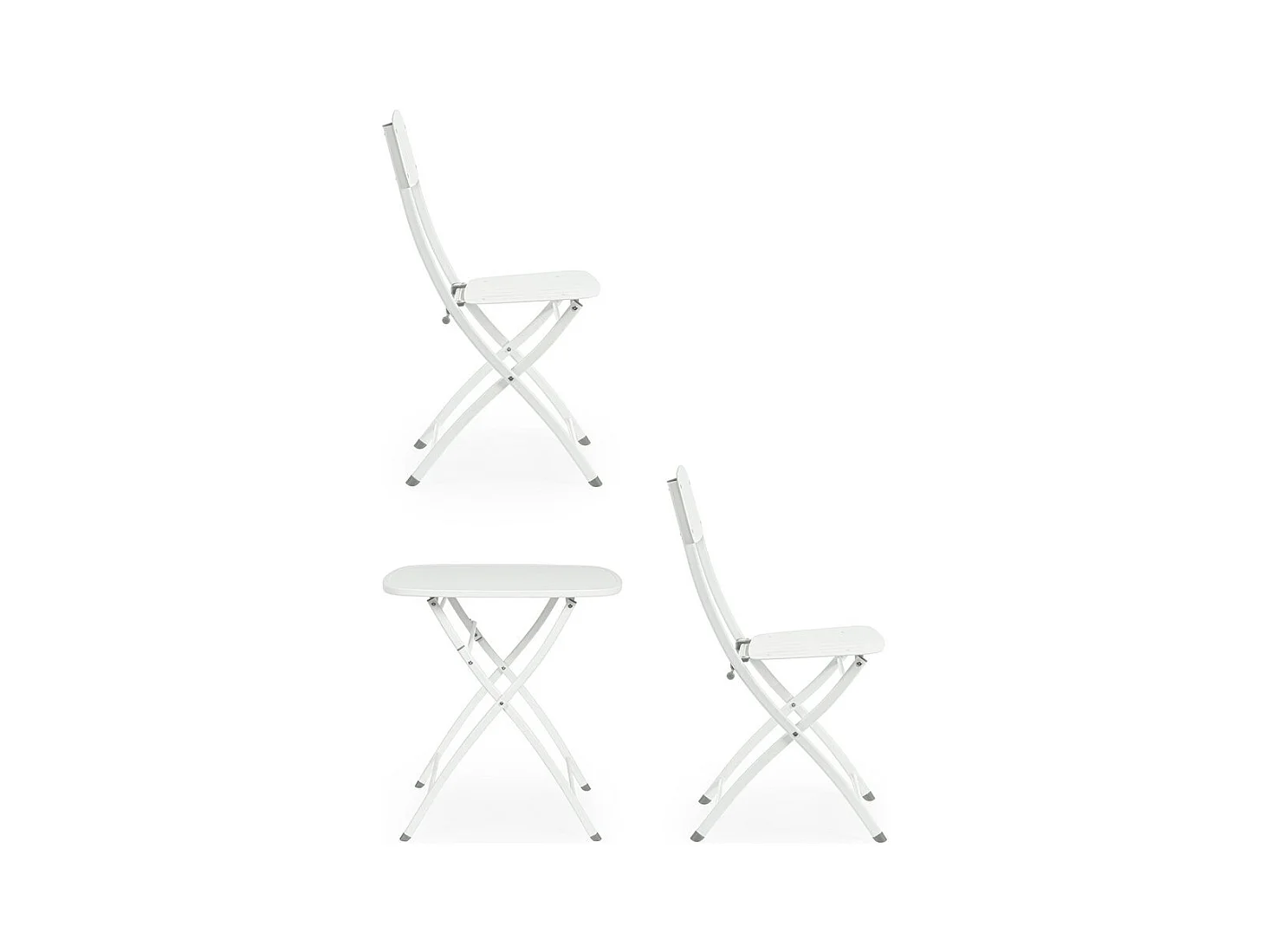 Conjunto de bistrot con mesa y 2 sillas de acero blanco - YVONNE