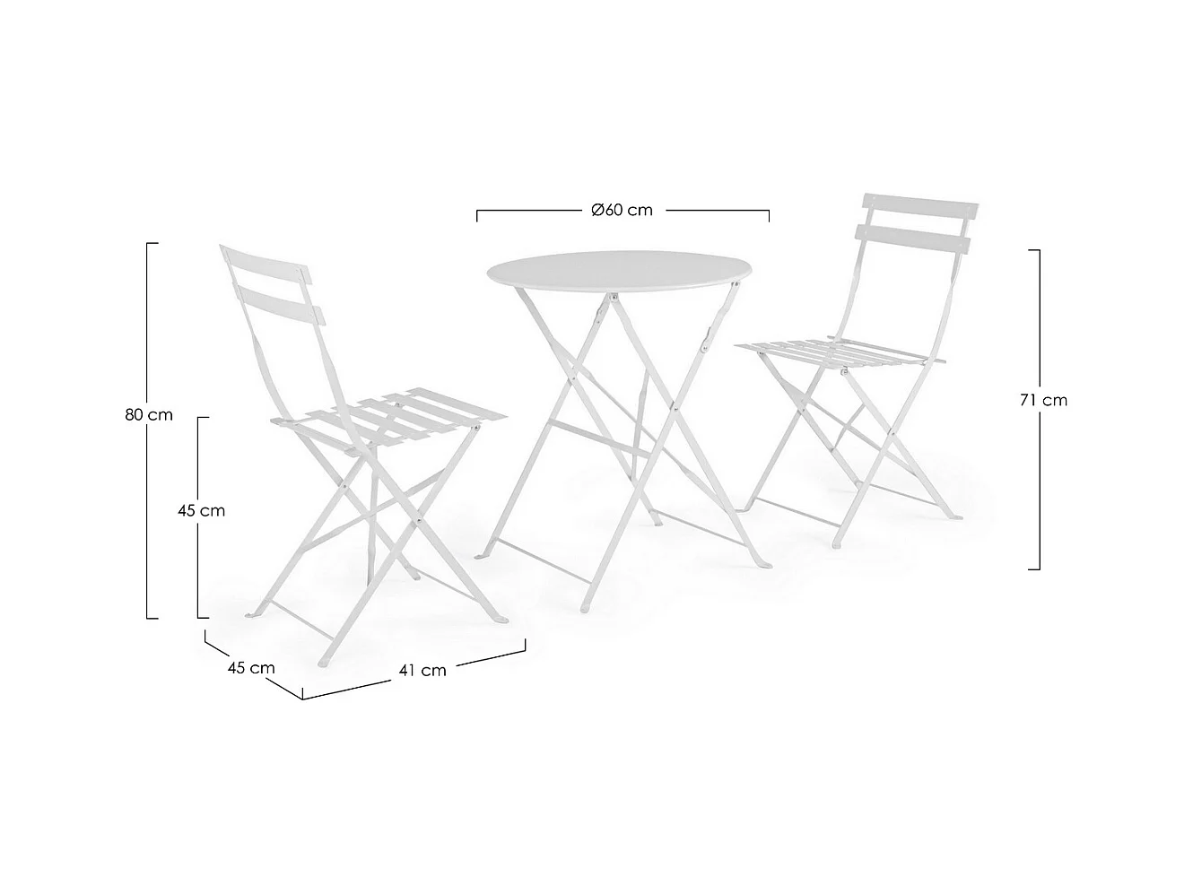 Conjunto Bistrot com mesa em aço branco e 2 cadeiras - WISSANT
