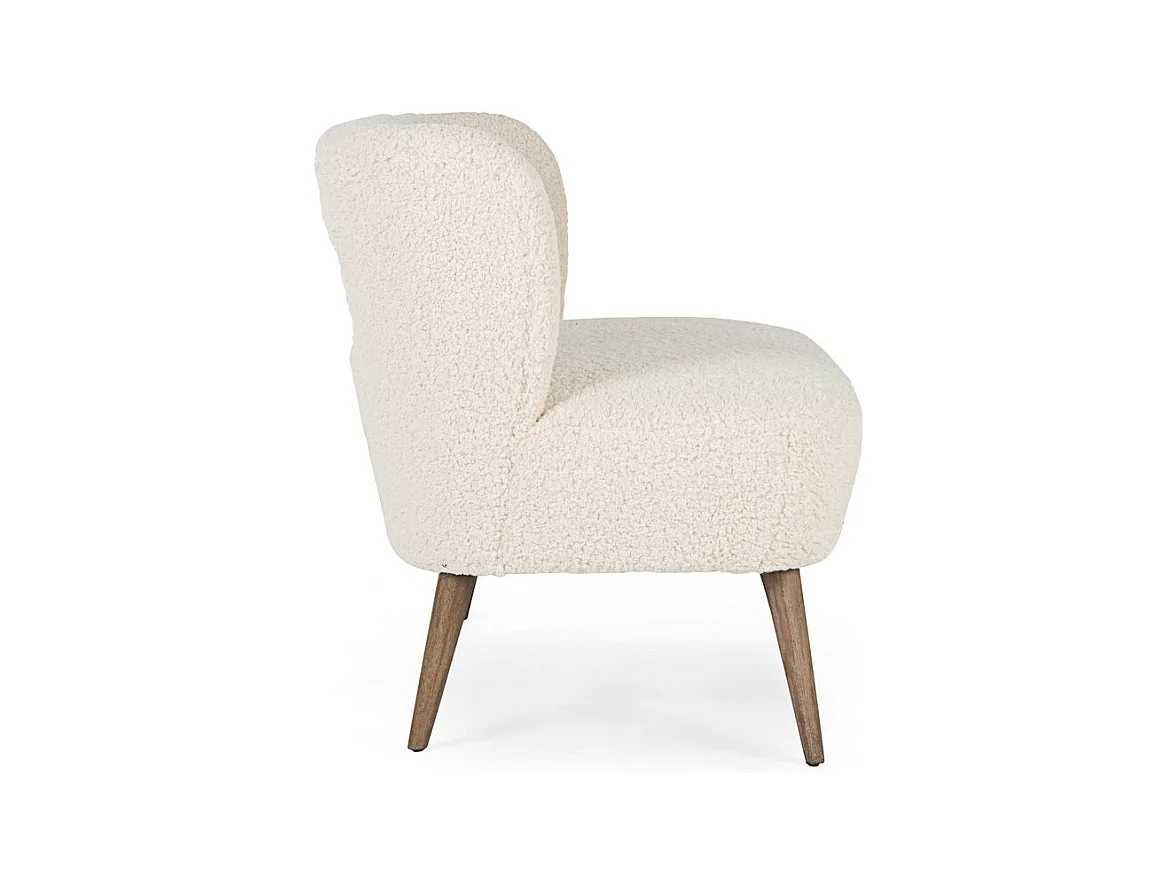 Sofa aus weißem Wollstoff, Beine aus Kautschukholz - CORTINA