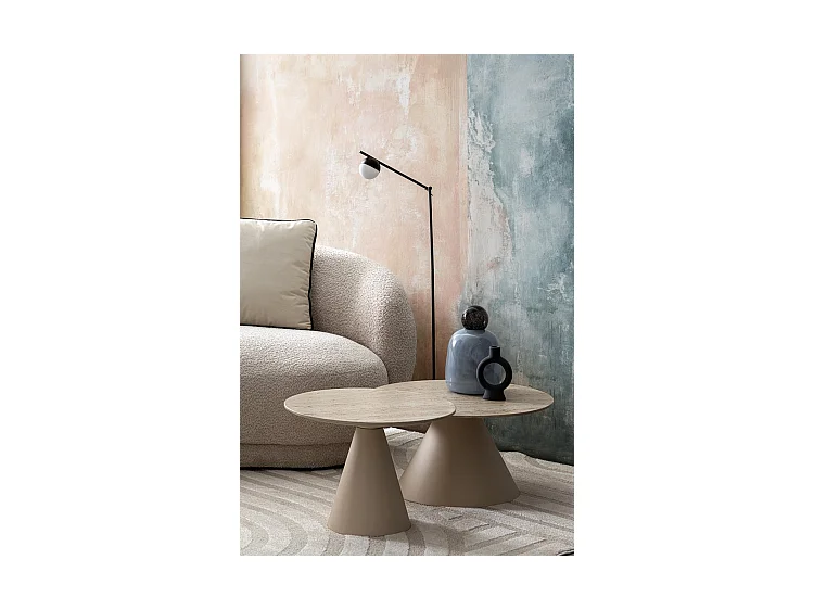 Sofa z naturalnego materiału z efektem bouclé - TECLA