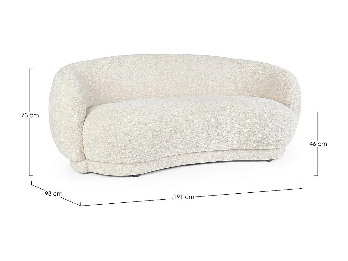 Sofá em tecido com efeito bouclé natural - TECLA