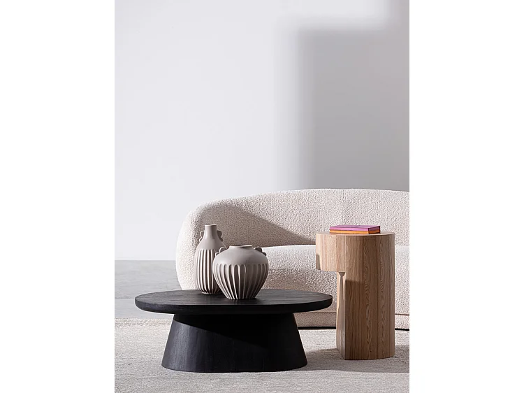 Sofá em tecido com efeito bouclé natural - TECLA