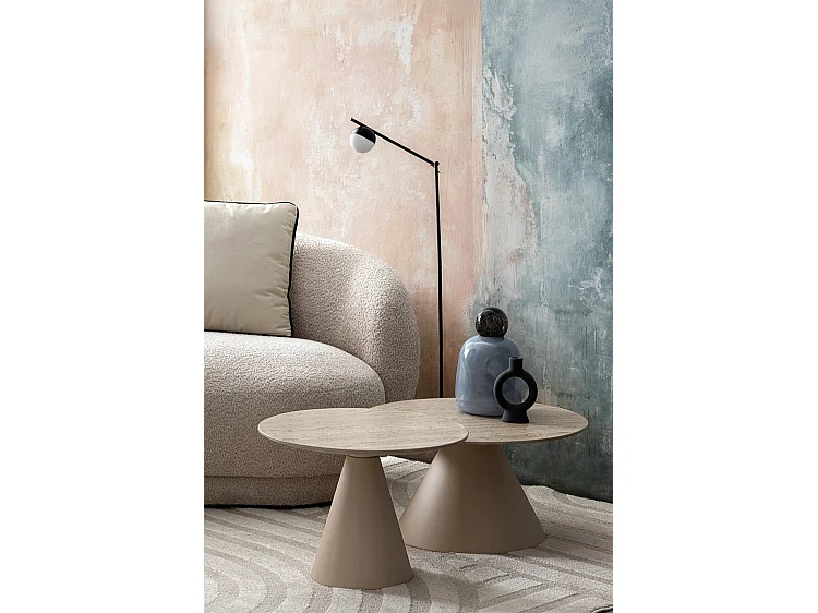 Sofá em tecido com efeito bouclé natural - TECLA