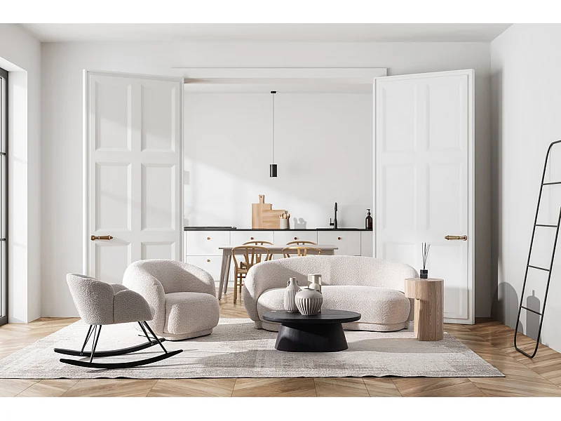 Canapé en tissu effet bouclé naturel - TECLA