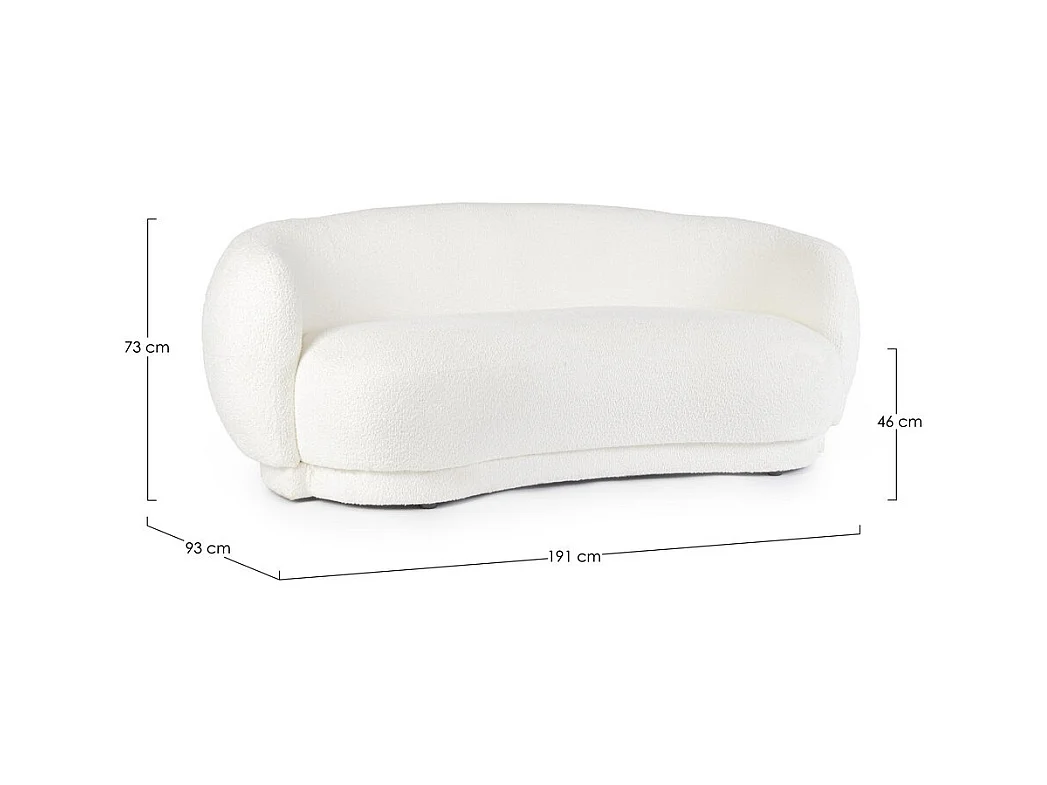 Canapé en tissu effet bouclé blanc - TECLA