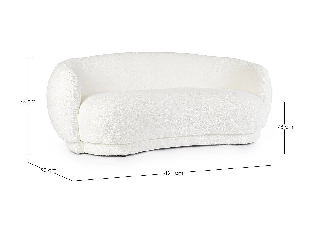 Canapé en tissu effet bouclé blanc - TECLA