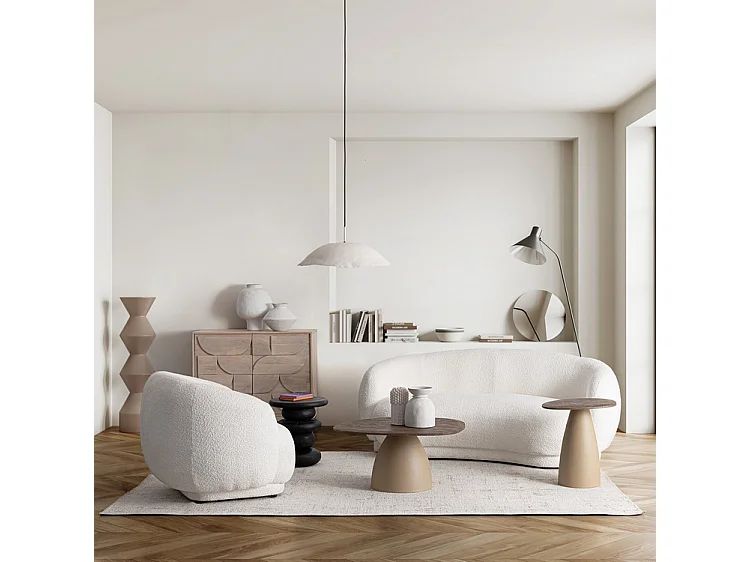 Witte stoffen bank met bouclé-effect - TECLA