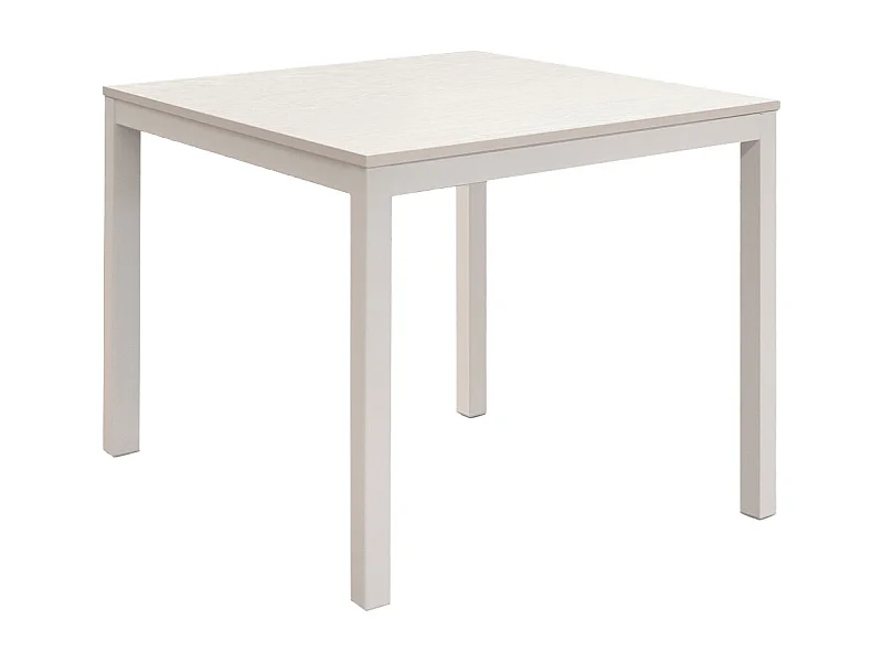 Weißer Holztisch, weißes Metallgestell 80x80 - RAVENNA