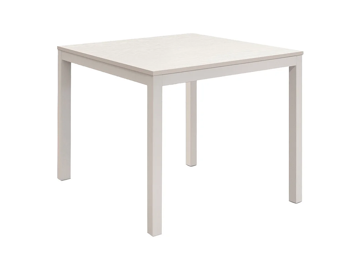 Biały drewniany stół, biała metalowa rama 80x80 - RAVENNA