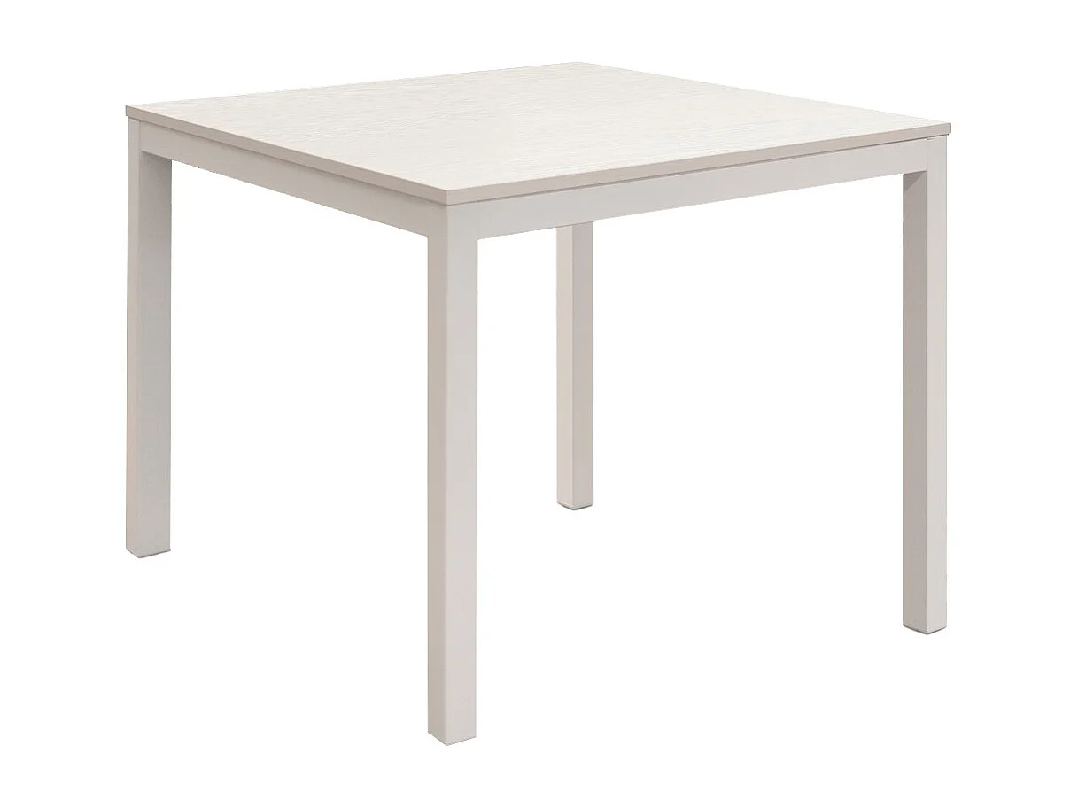 Biały drewniany stół, biała metalowa rama 80x80 - RAVENNA