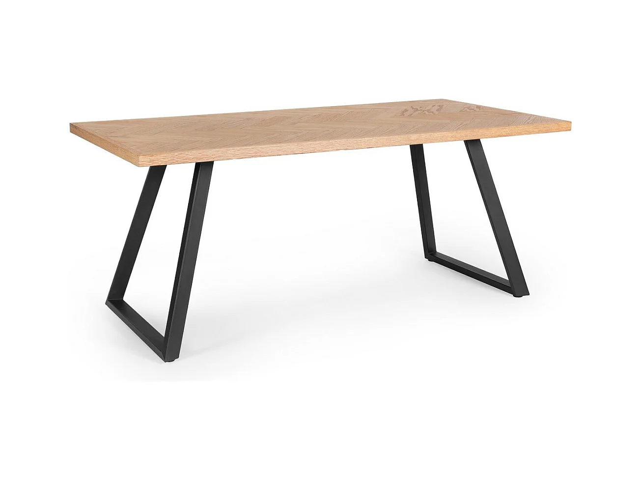 Tisch aus Naturholz und schwarzen Stahlbeinen 180 x 90 cm - DUKAT