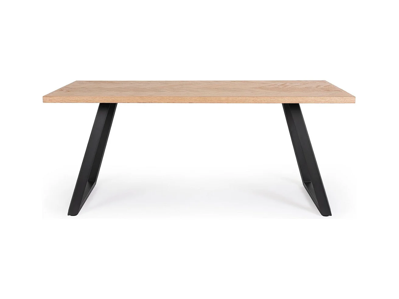 Tisch aus Naturholz und schwarzen Stahlbeinen 180 x 90 cm - DUKAT