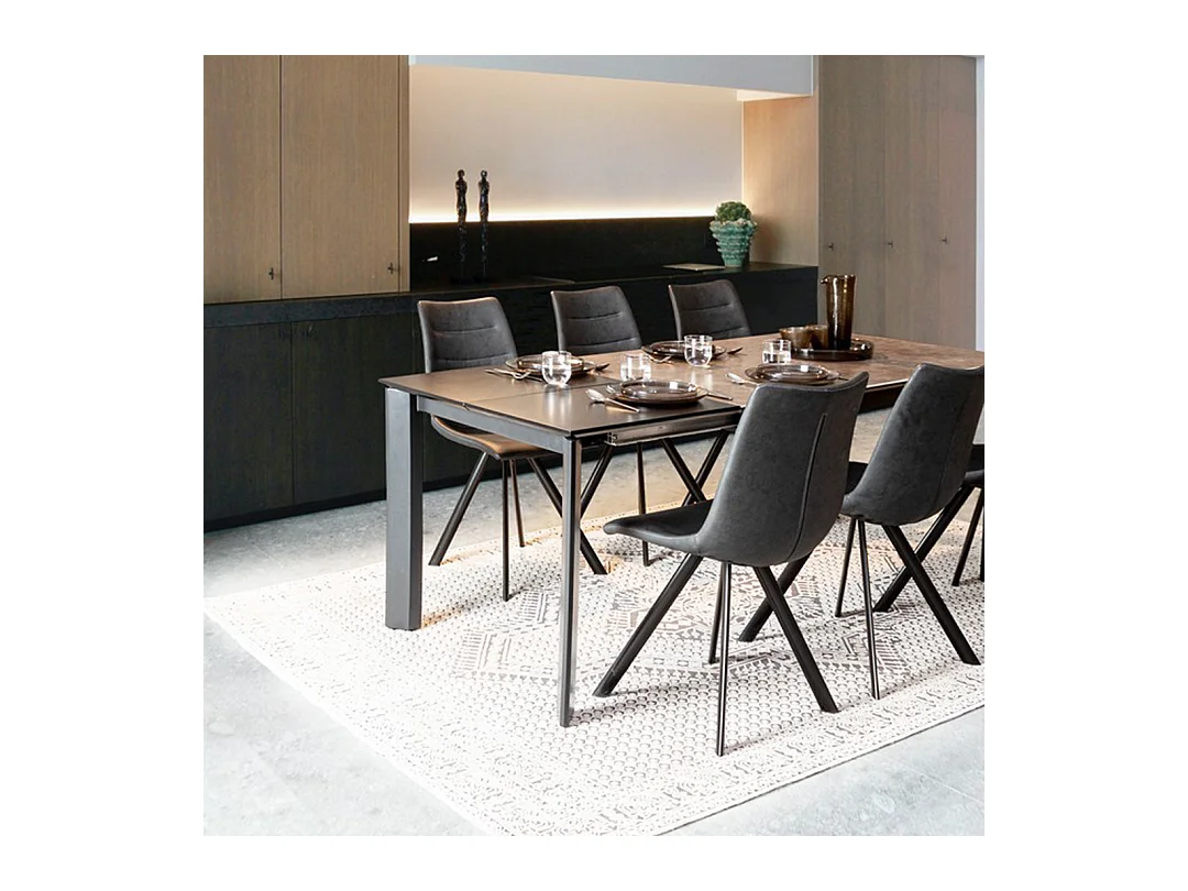 Tisch aus Naturholz und schwarzen Stahlbeinen 180 x 90 cm - DUKAT