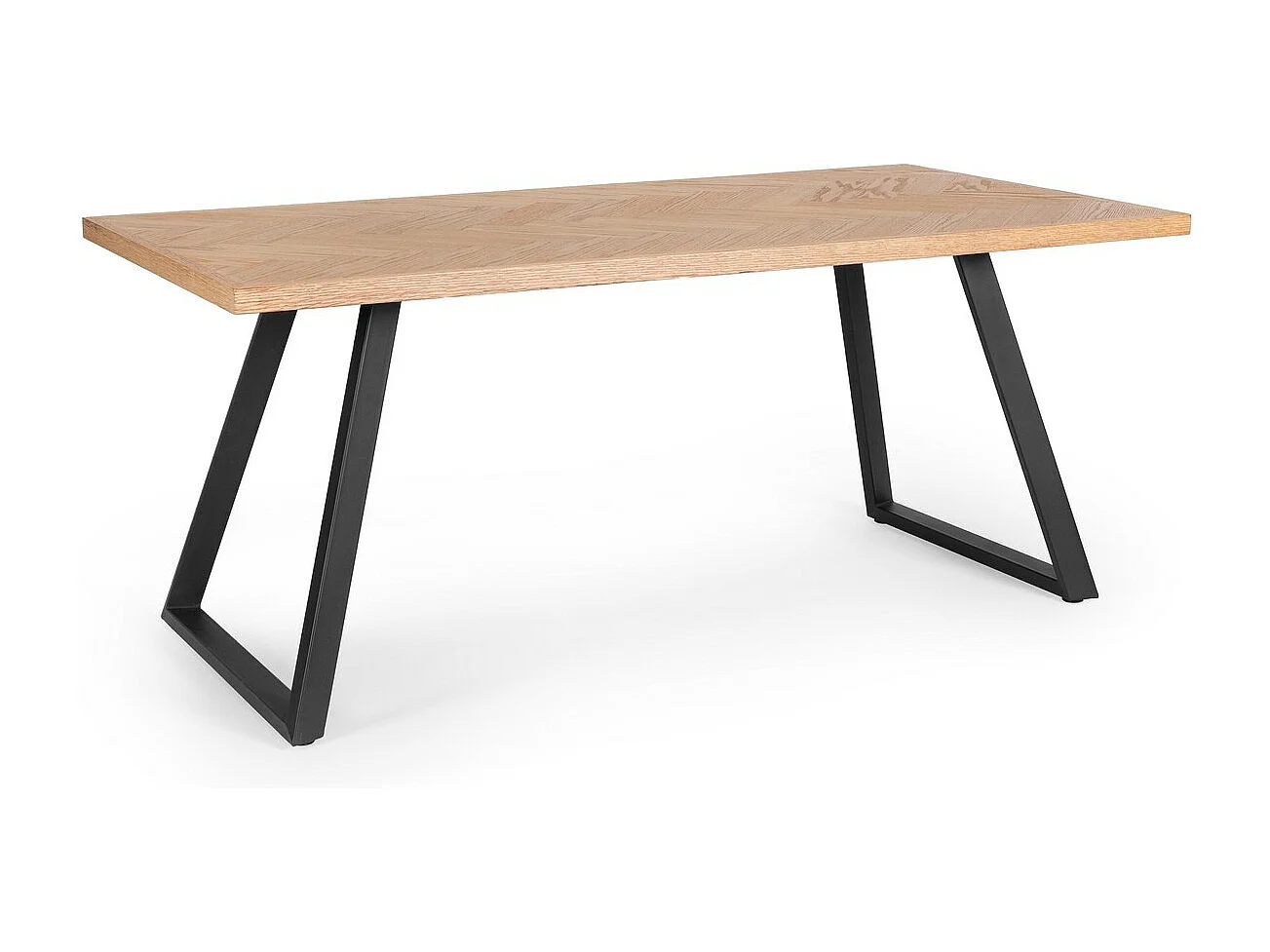 Stół wykonany z naturalnego drewna i czarnych stalowych nóg 180 x 90 cm - DUKAT