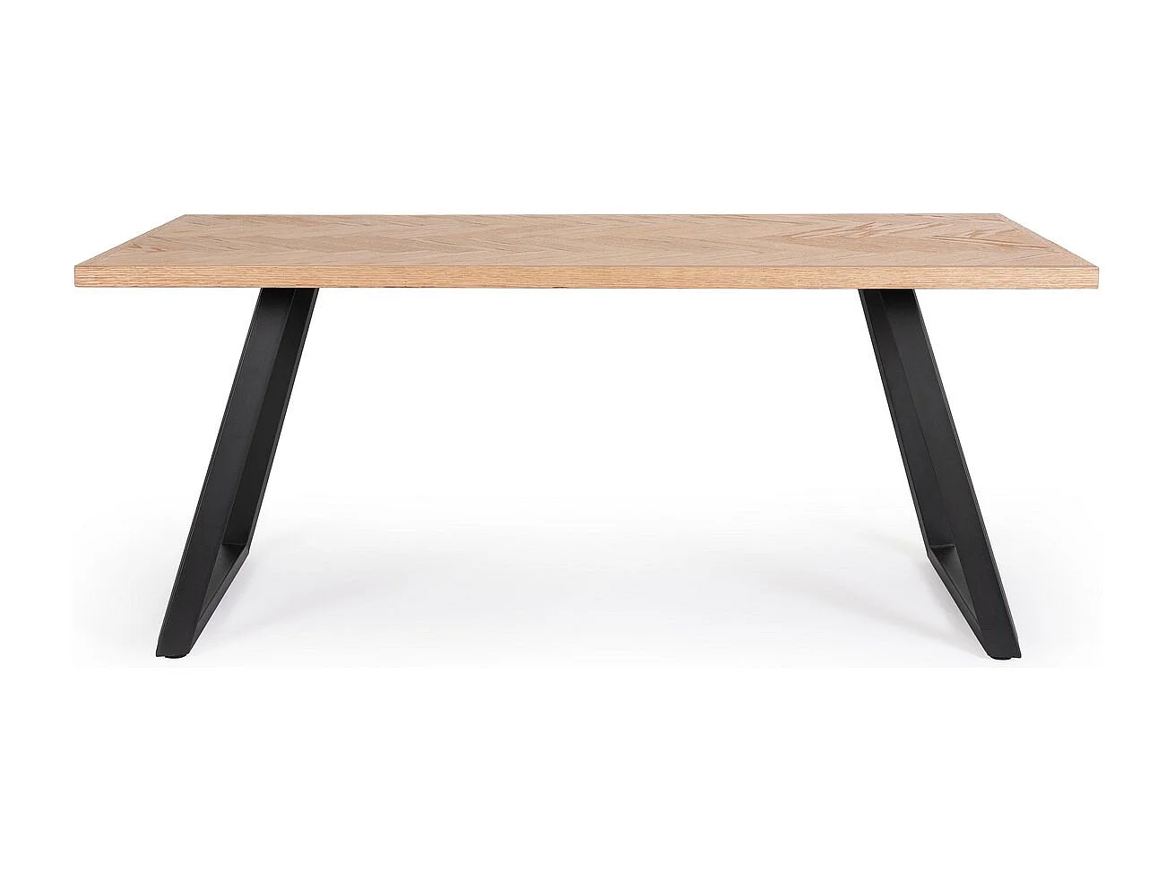 Stół wykonany z naturalnego drewna i czarnych stalowych nóg 180 x 90 cm - DUKAT